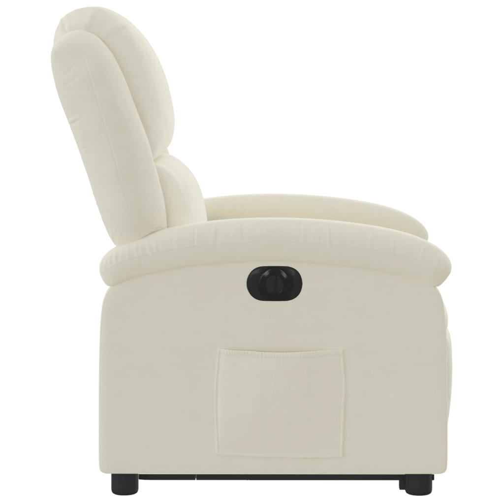 Fauteuil inclinable électrique crème velours - Xios Store SNC