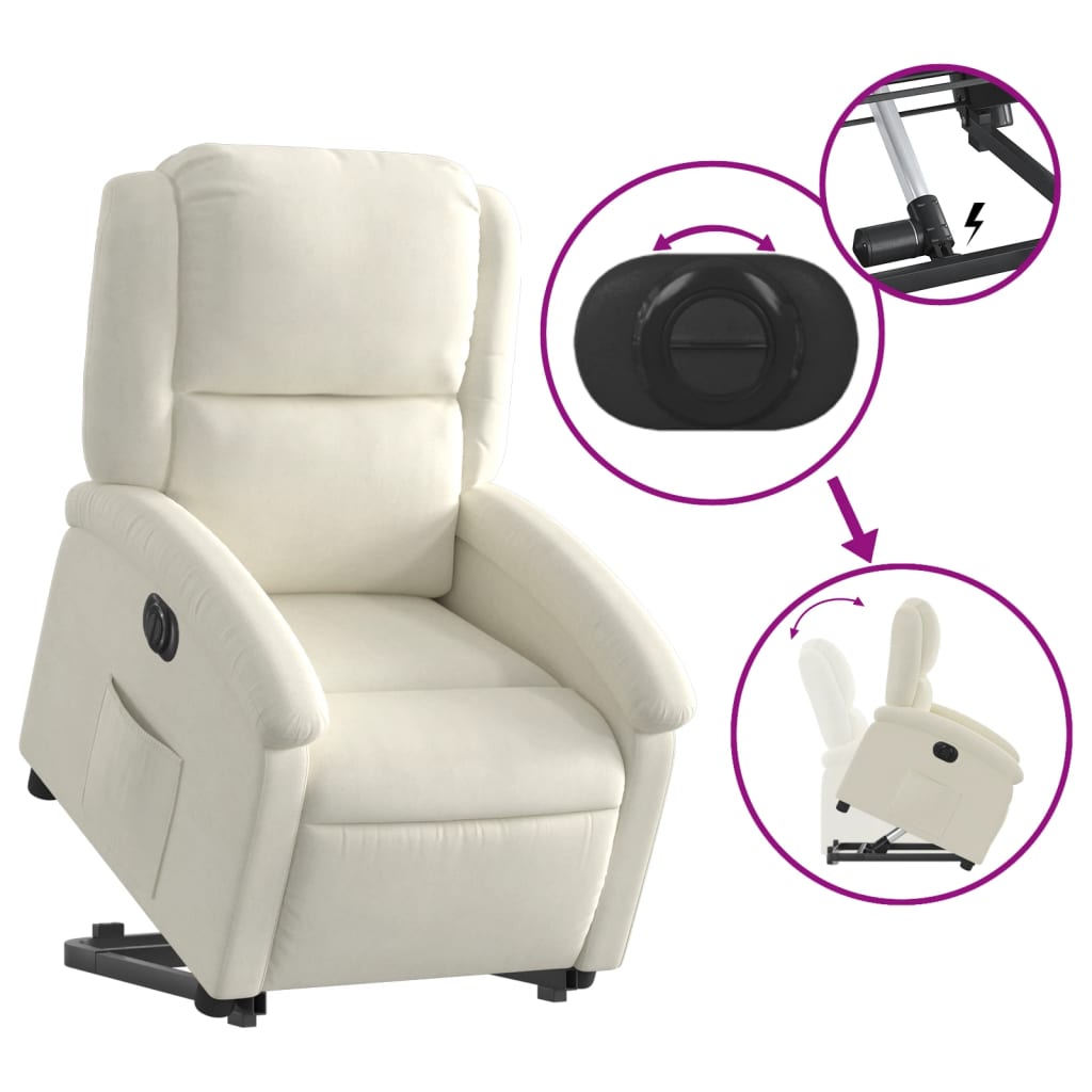 Fauteuil inclinable électrique crème velours - Xios Store SNC