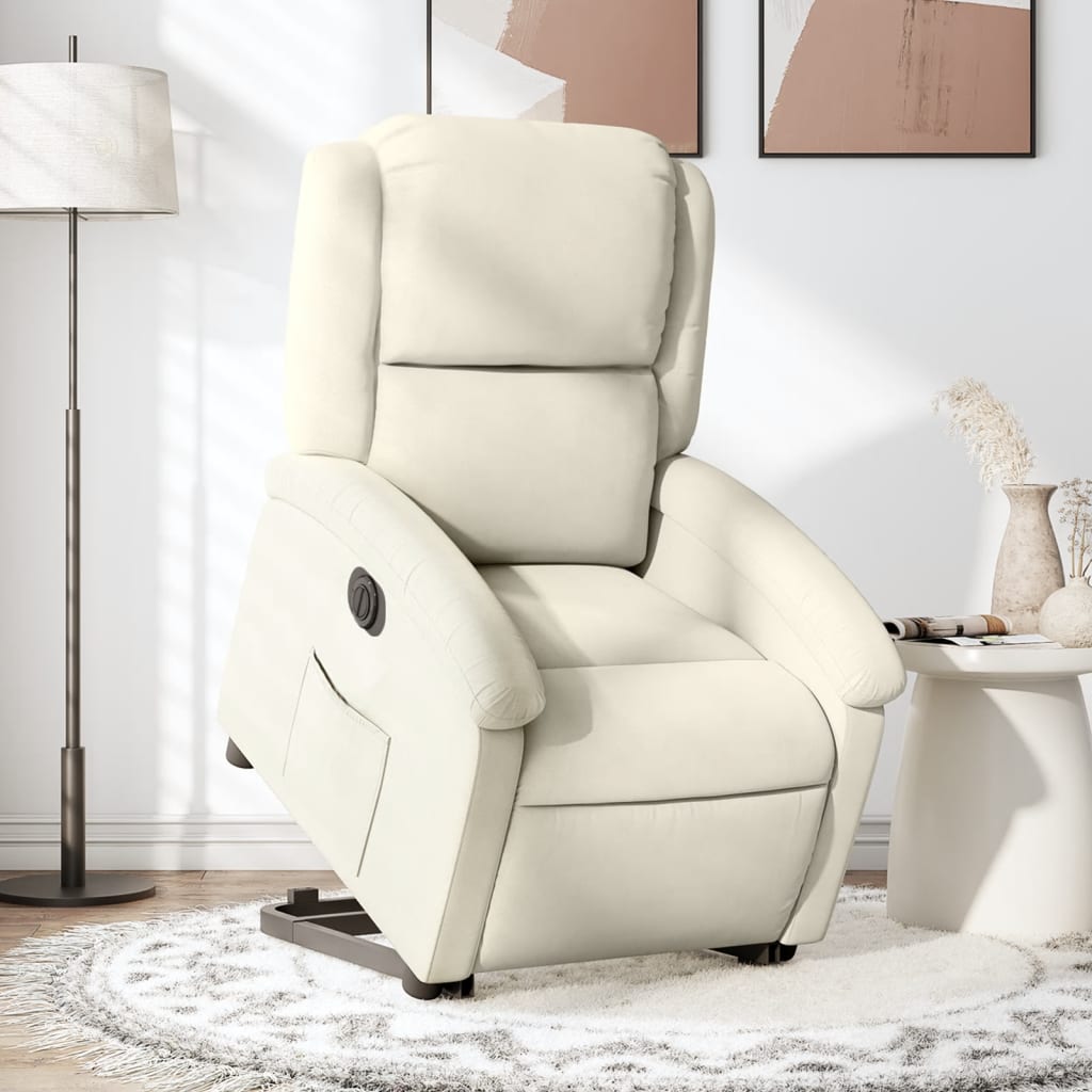 Fauteuil inclinable électrique crème velours - Xios Store SNC