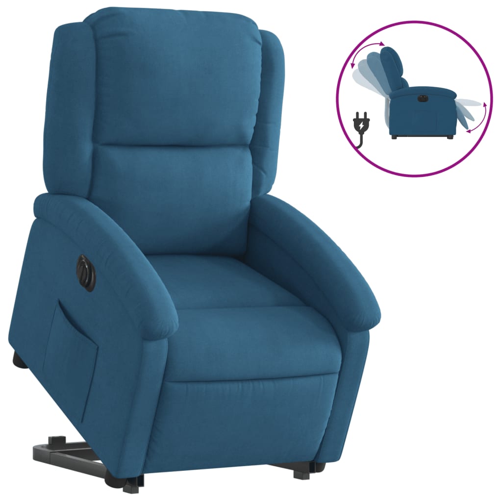 Fauteuil inclinable électrique bleu velours - Xios Store SNC