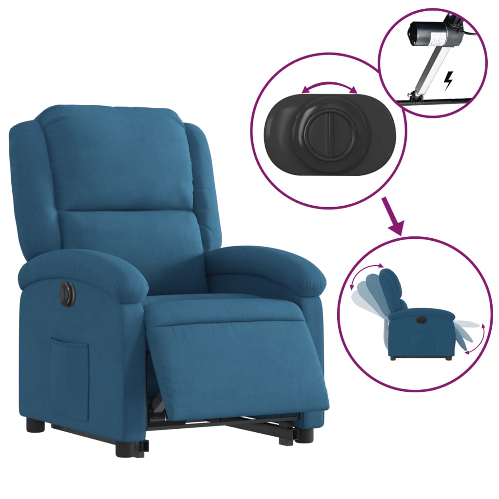 Fauteuil inclinable électrique bleu velours - Xios Store SNC