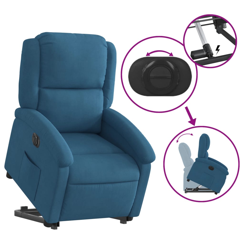 Fauteuil inclinable électrique bleu velours - Xios Store SNC