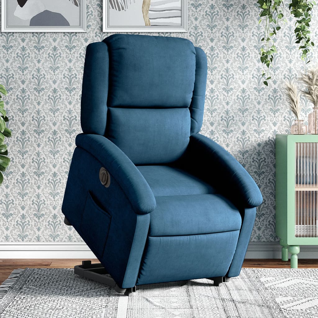 Fauteuil inclinable électrique bleu velours - Xios Store SNC