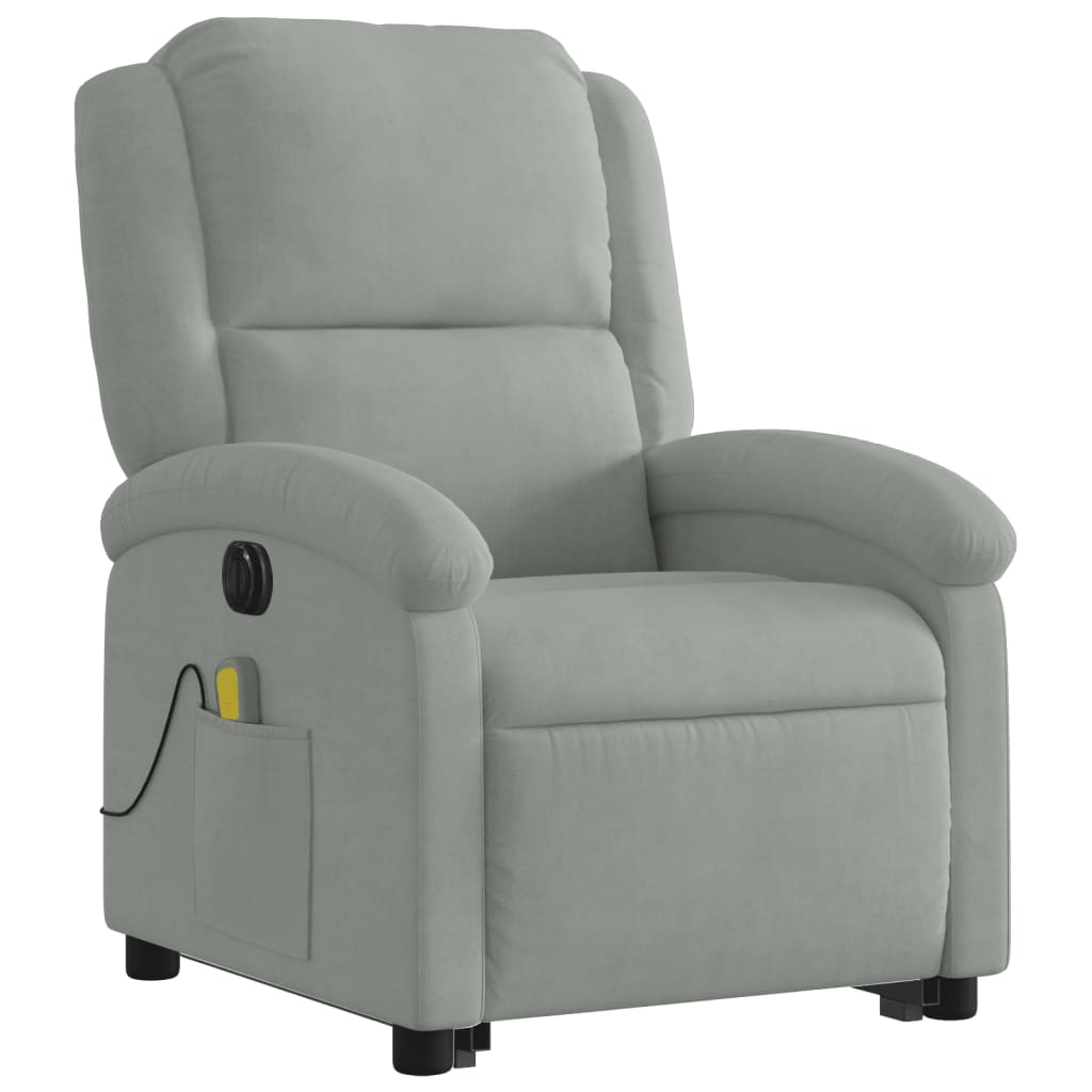 Fauteuil inclinable de massage électrique gris clair velours Fauteuils vidaXL   