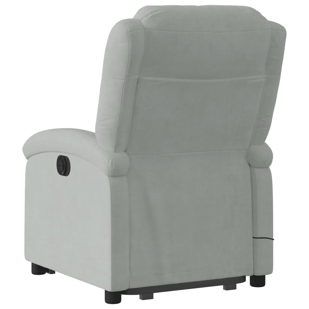 Fauteuil inclinable de massage électrique gris clair velours Fauteuils vidaXL   