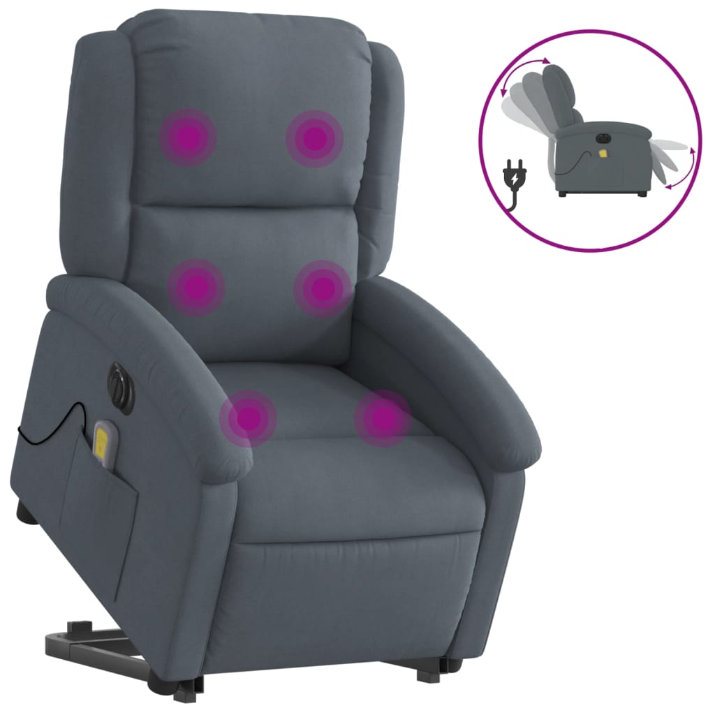 Fauteuil inclinable de massage électrique gris foncé velours - Xios Store SNC