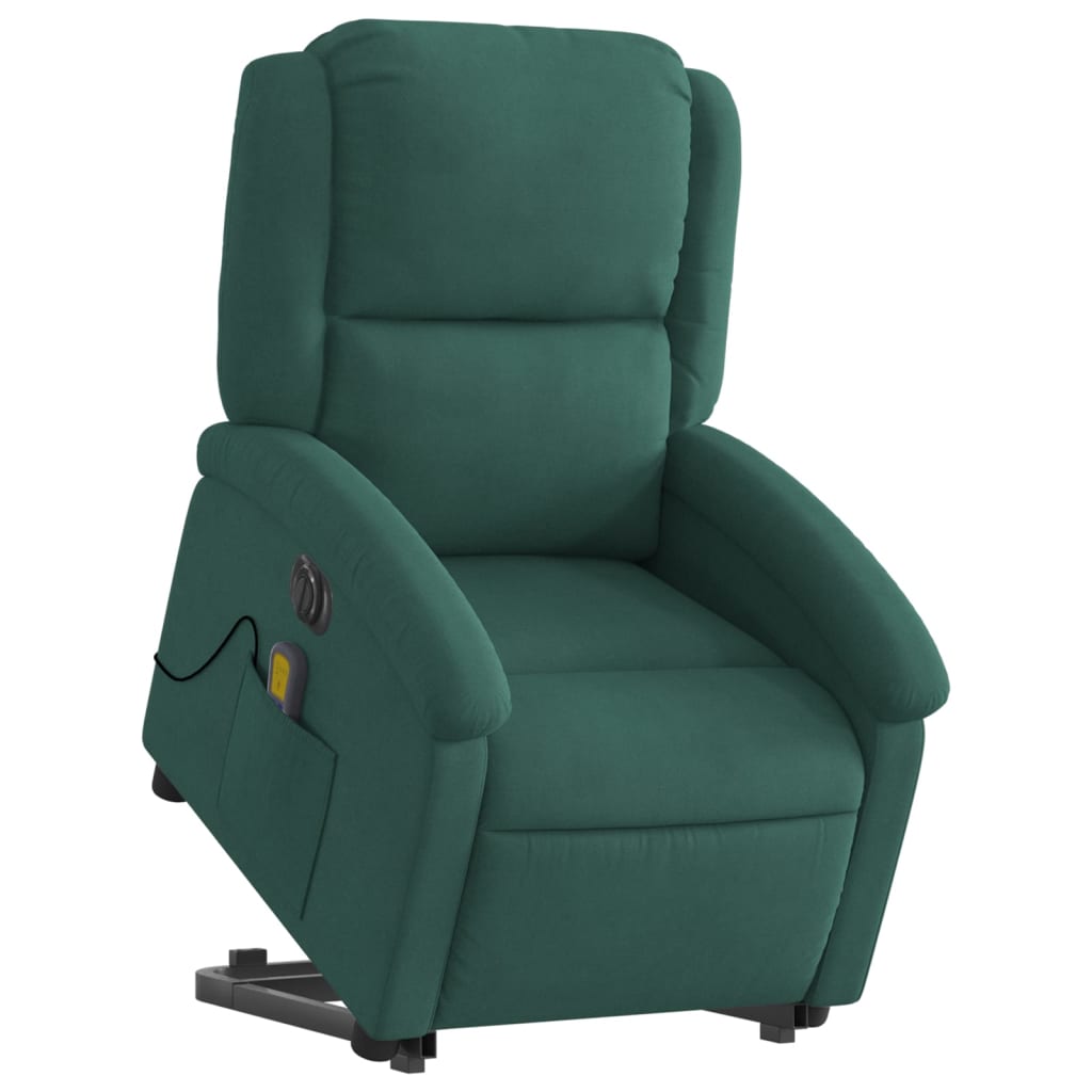 Fauteuil inclinable de massage électrique vert foncé velours Fauteuils vidaXL   