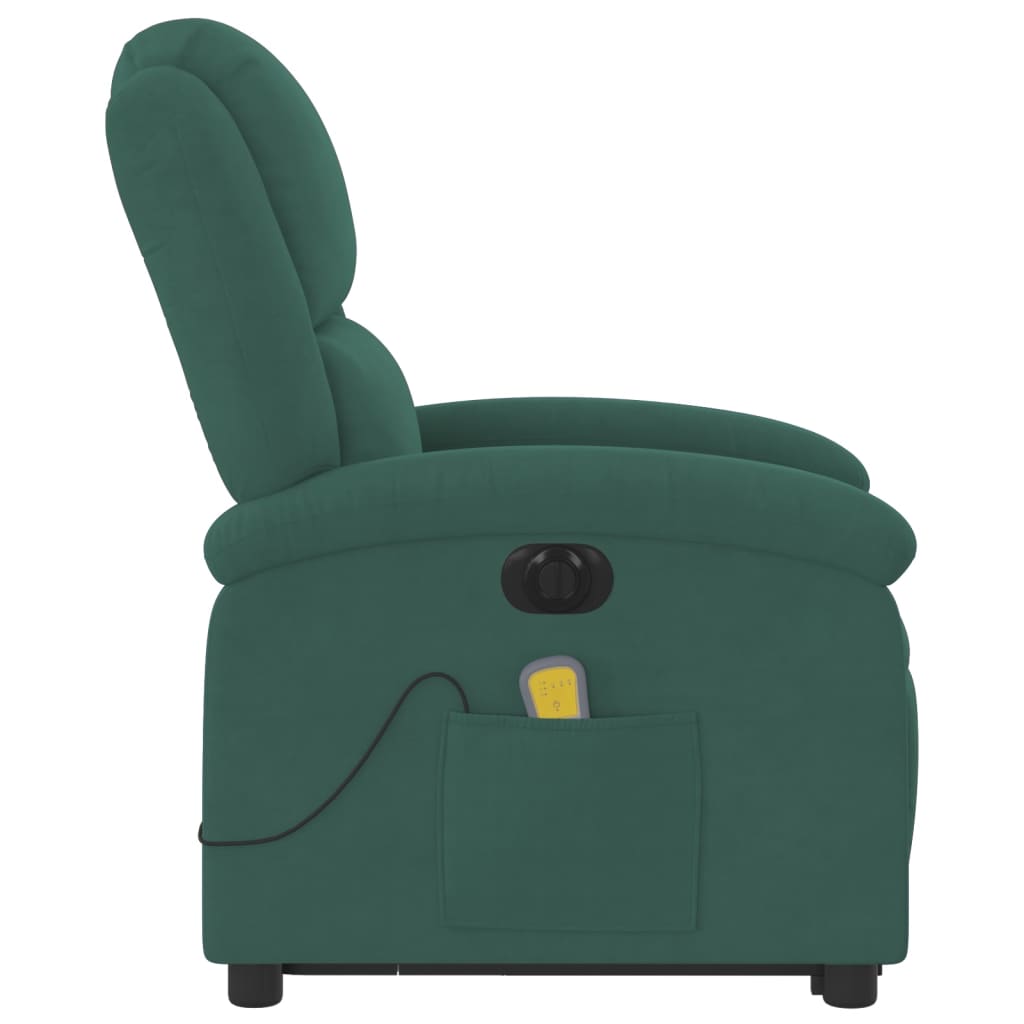 Fauteuil inclinable de massage électrique vert foncé velours Fauteuils vidaXL   