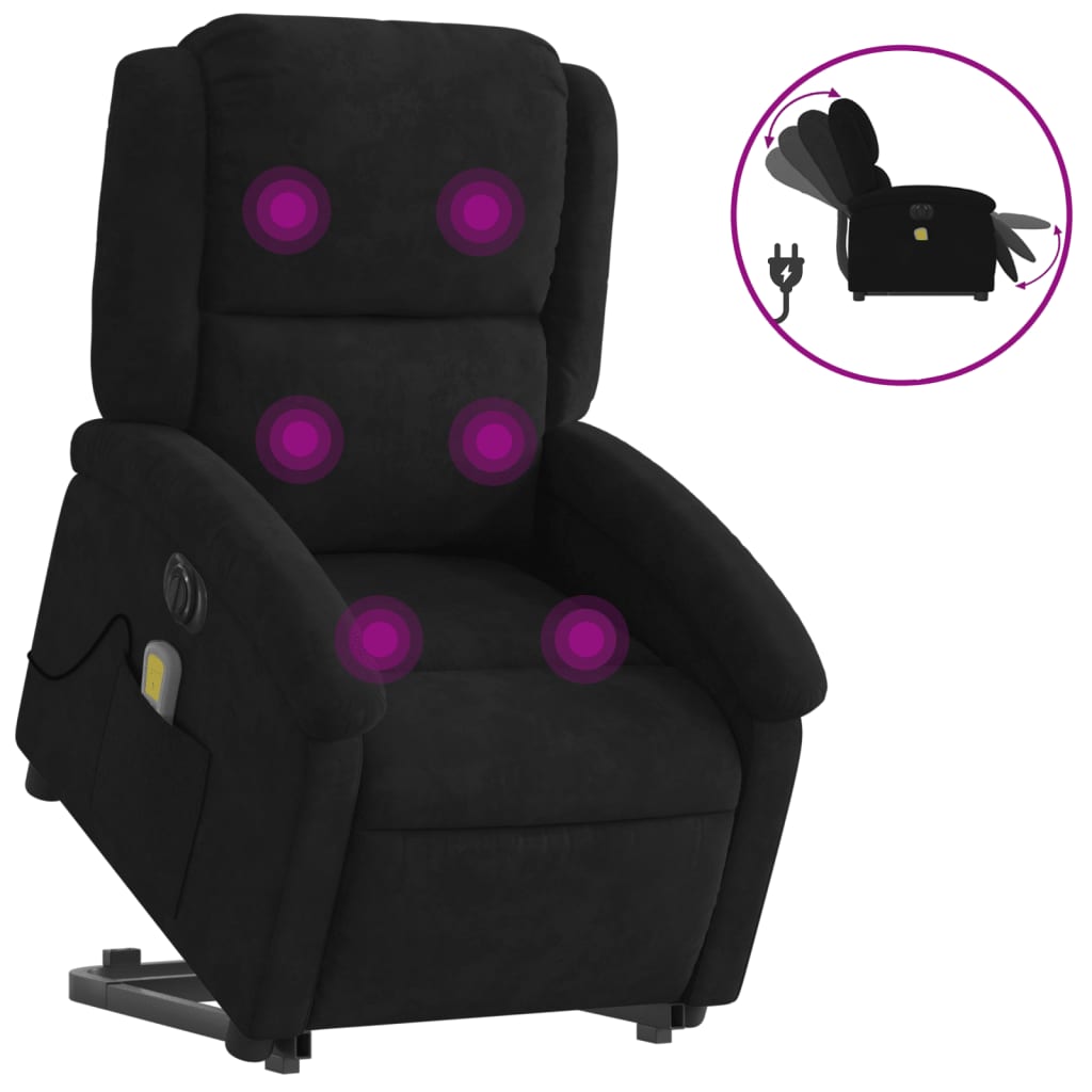 Fauteuil inclinable de massage électrique noir velours Fauteuils vidaXL   