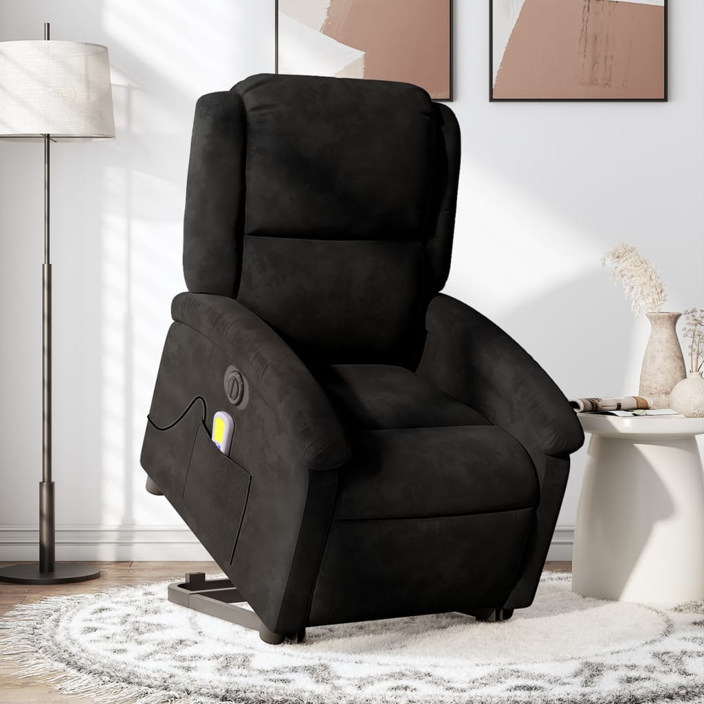 Fauteuil inclinable de massage électrique noir velours Fauteuils vidaXL   