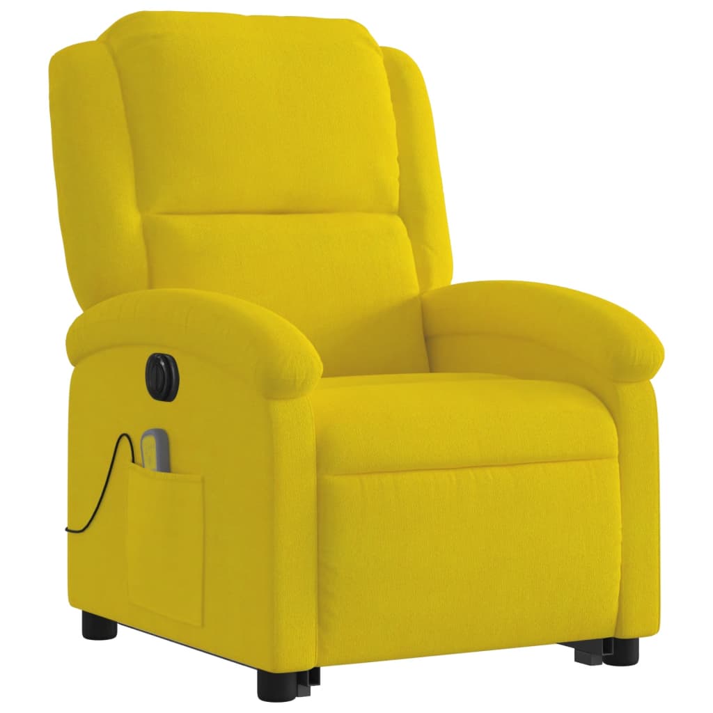 Fauteuil inclinable de massage électrique jaune velours Fauteuils vidaXL   