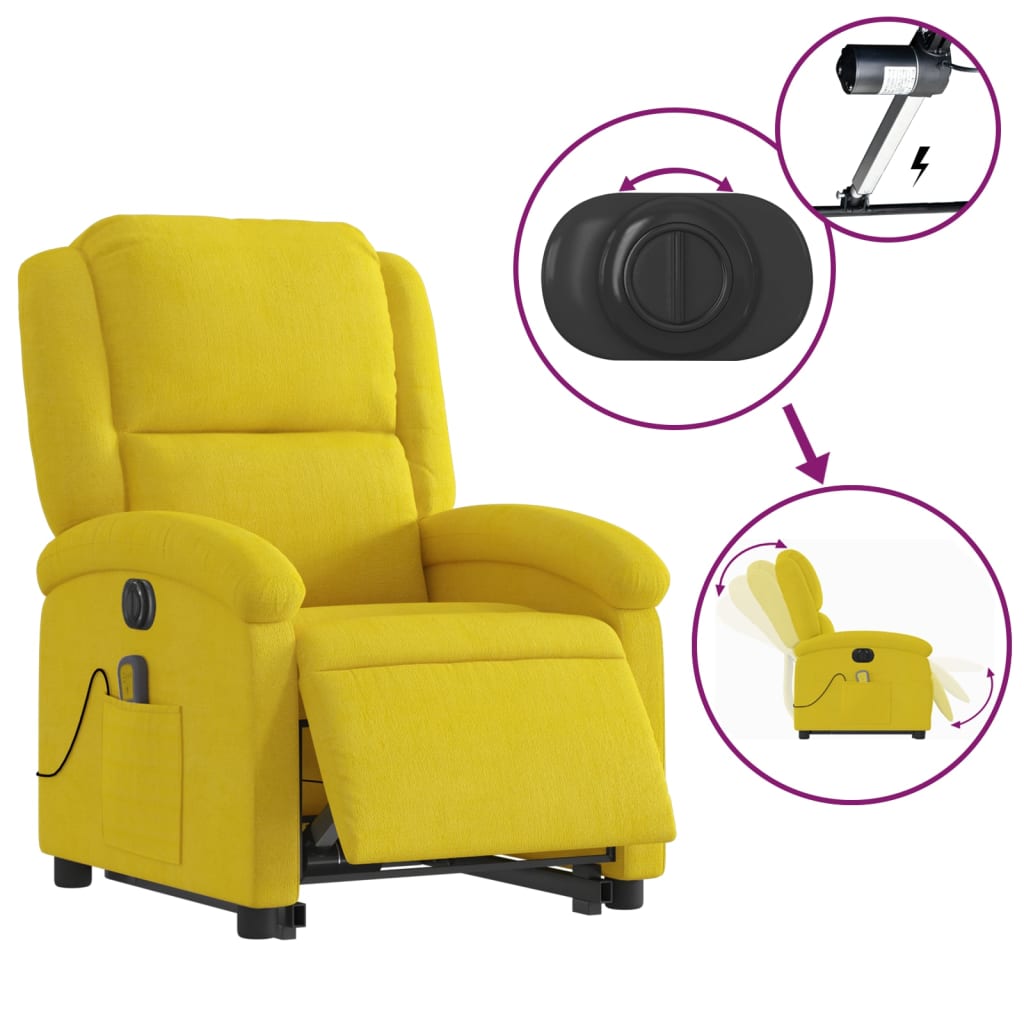 Fauteuil inclinable de massage électrique jaune velours Fauteuils vidaXL   