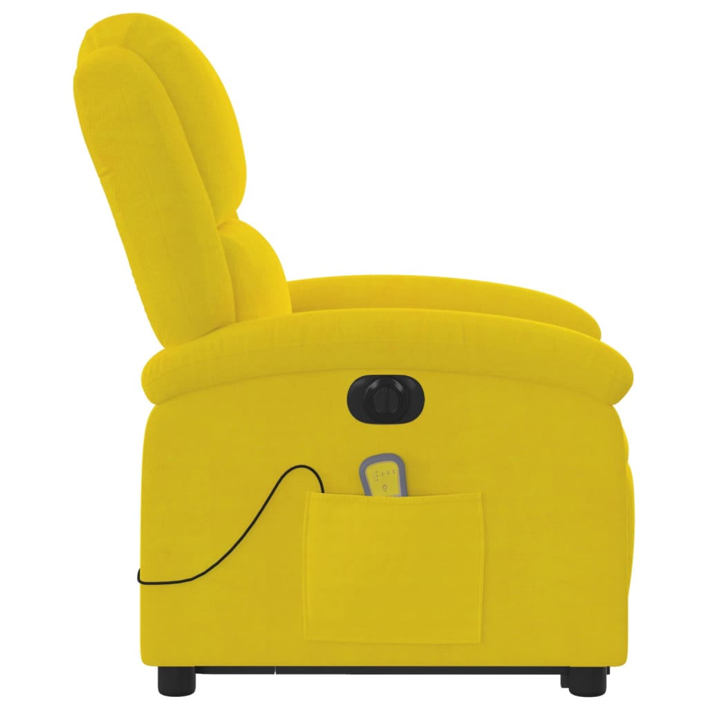 Fauteuil inclinable de massage électrique jaune velours Fauteuils vidaXL   