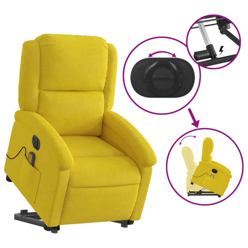 Fauteuil inclinable de massage électrique jaune velours Fauteuils vidaXL   