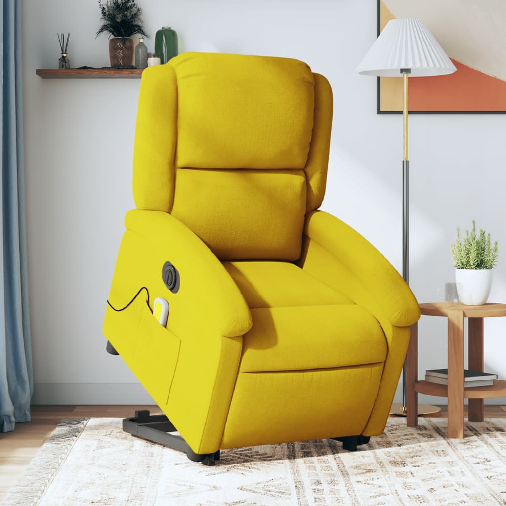 Fauteuil inclinable de massage électrique jaune velours Fauteuils vidaXL   