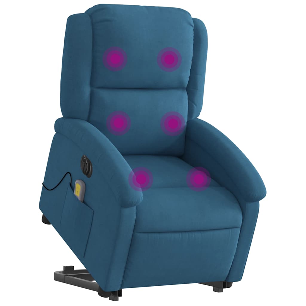 Fauteuil inclinable de massage électrique bleu velours Fauteuils vidaXL   