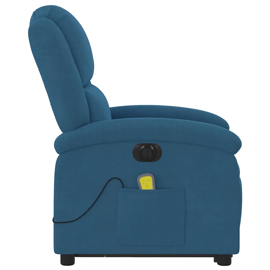 Fauteuil inclinable de massage électrique bleu velours Fauteuils vidaXL   