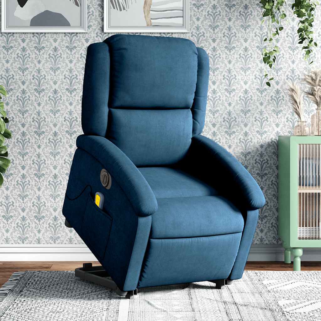 Fauteuil inclinable de massage électrique bleu velours Fauteuils vidaXL   