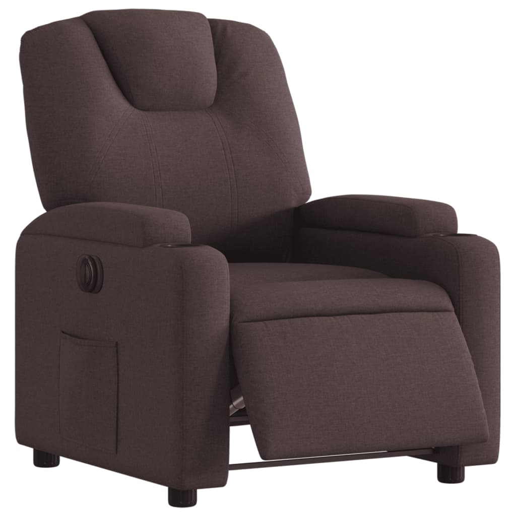 Fauteuil inclinable électrique Marron foncé Tissu Fauteuils vidaXL   