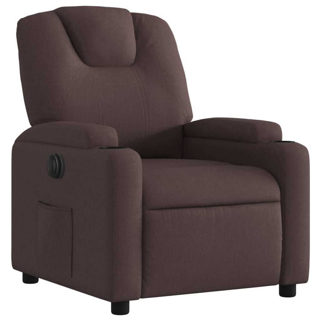 Fauteuil inclinable électrique Marron foncé Tissu Fauteuils vidaXL   