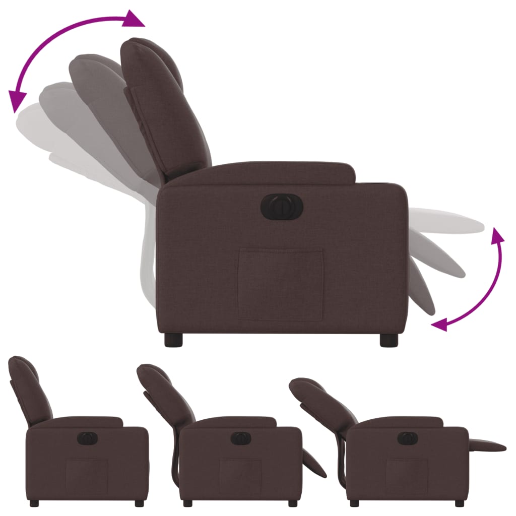 Fauteuil inclinable électrique Marron foncé Tissu Fauteuils vidaXL   