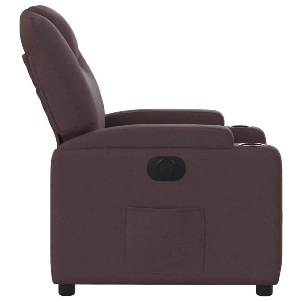 Fauteuil inclinable électrique Marron foncé Tissu Fauteuils vidaXL   