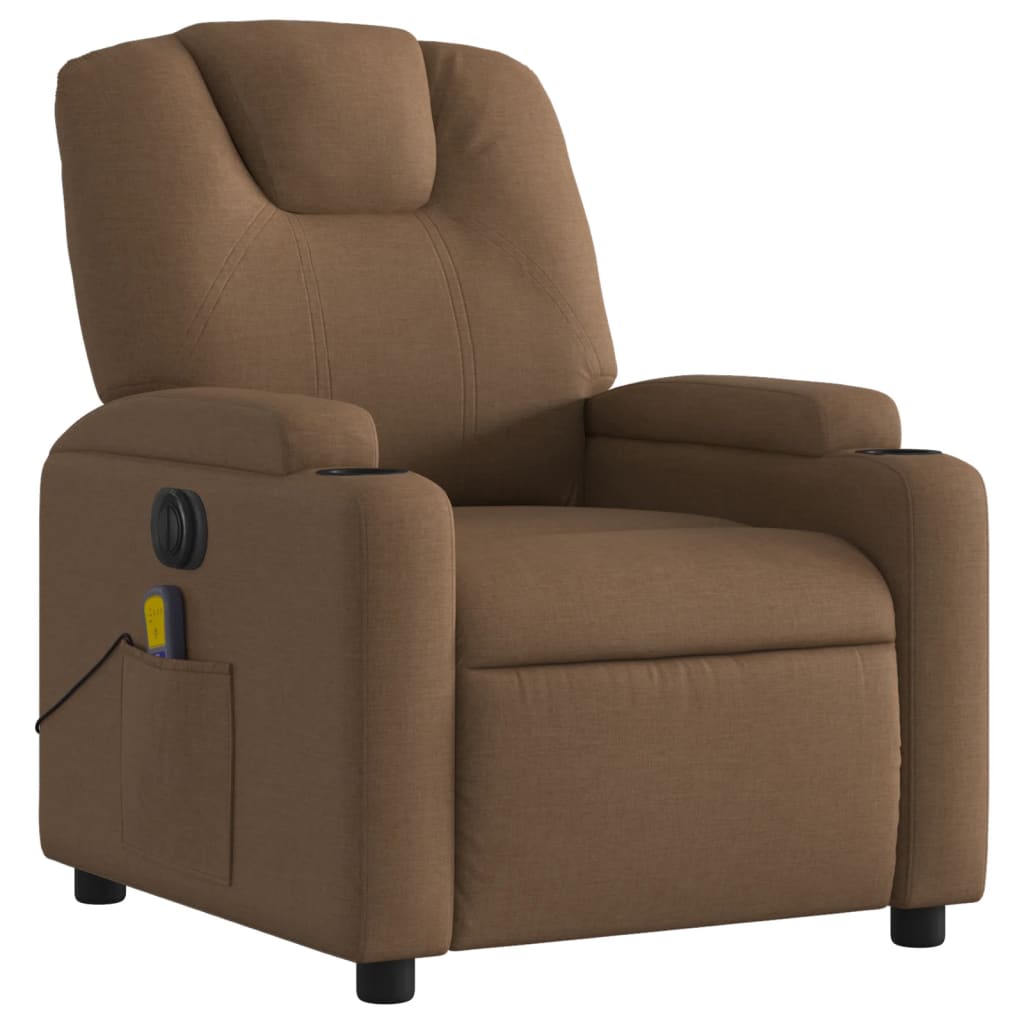 Fauteuil inclinable de massage électrique marron tissu Fauteuils vidaXL   