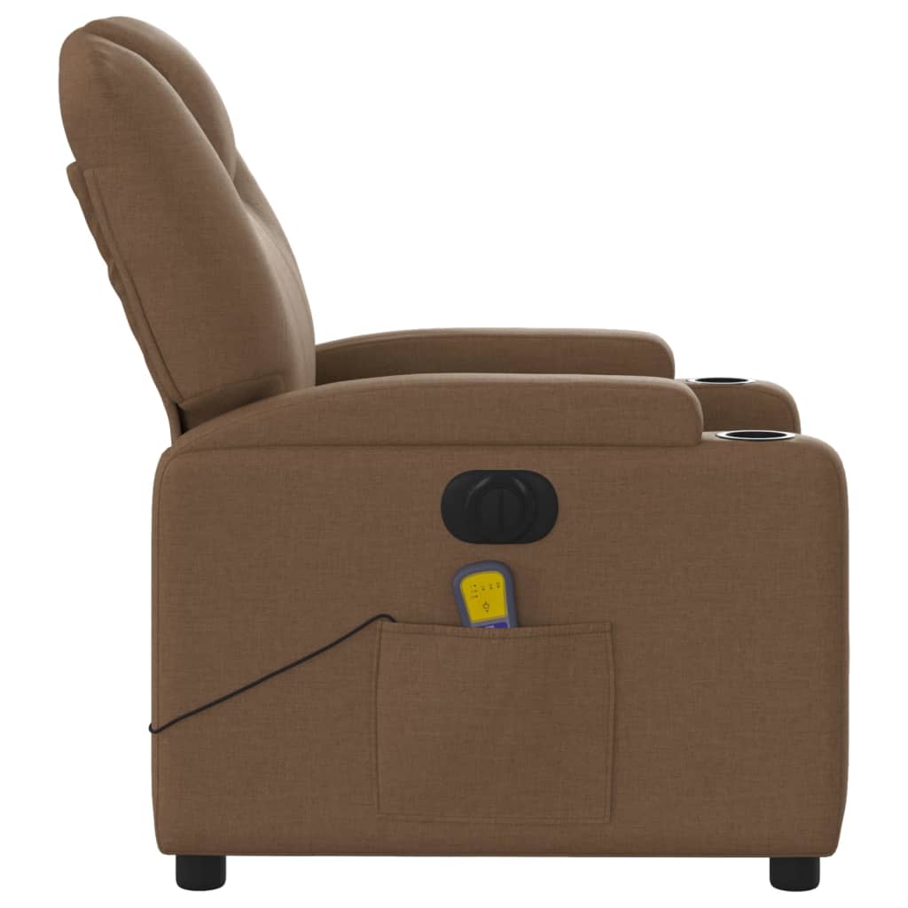 Fauteuil inclinable de massage électrique marron tissu Fauteuils vidaXL   