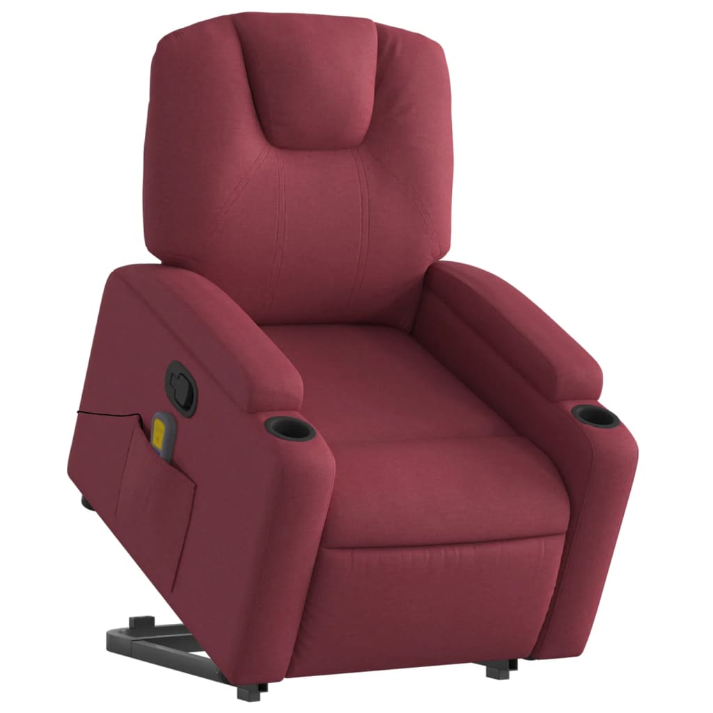 Fauteuil inclinable de massage Rouge bordeaux Tissu Fauteuils vidaXL   