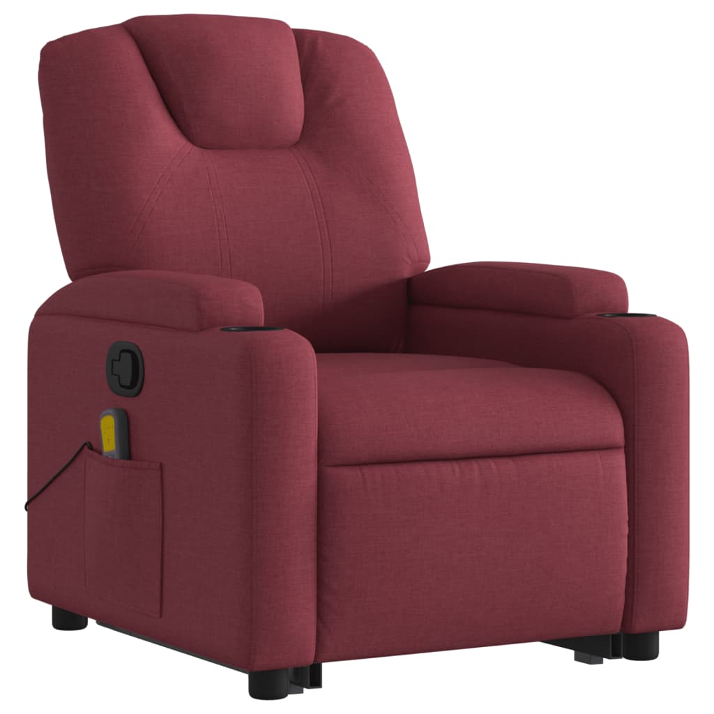 Fauteuil inclinable de massage Rouge bordeaux Tissu Fauteuils vidaXL   