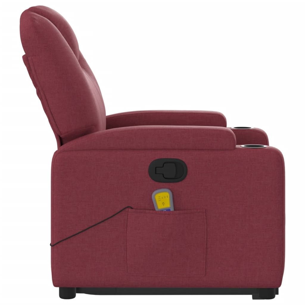 Fauteuil inclinable de massage Rouge bordeaux Tissu Fauteuils vidaXL   