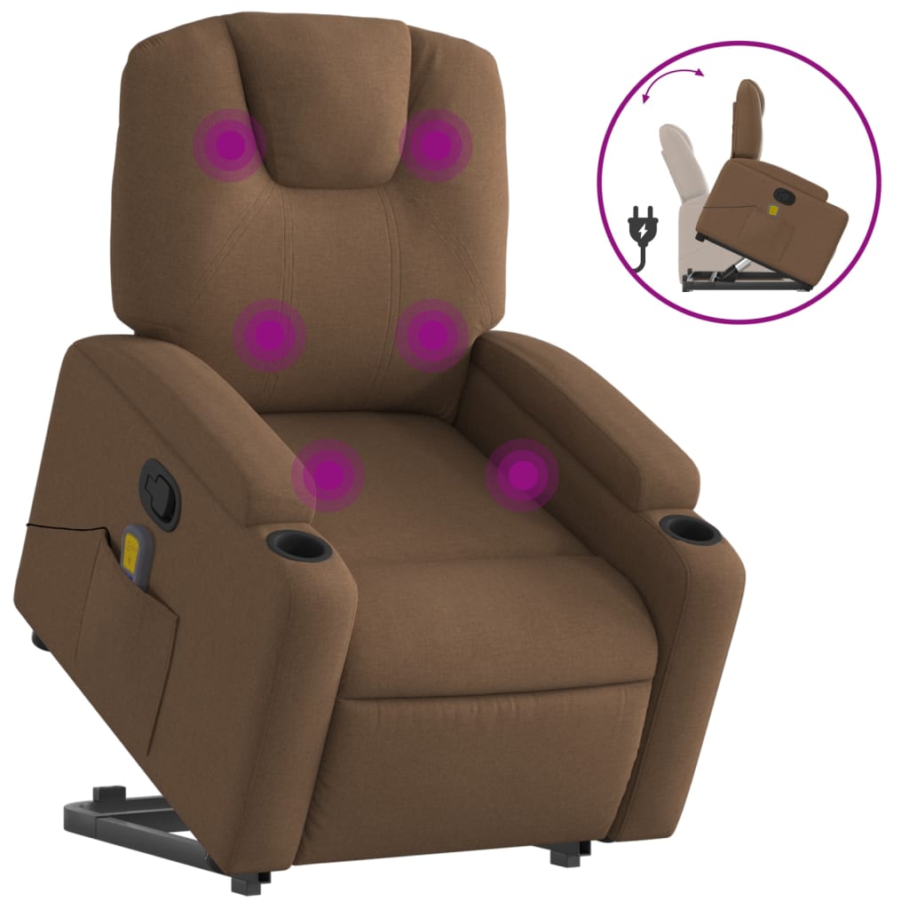 Fauteuil de massage inclinable Marron Tissu Fauteuils vidaXL   