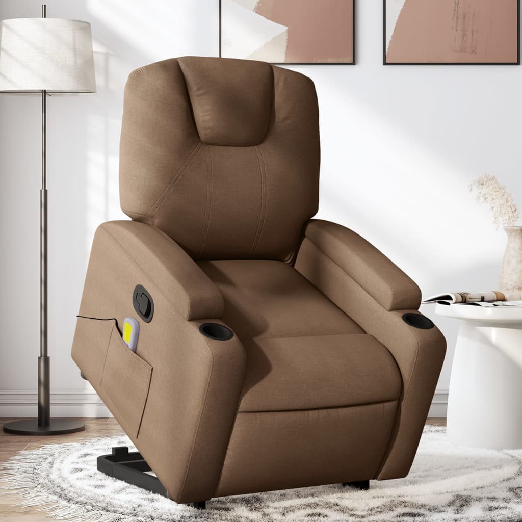 Fauteuil de massage inclinable Marron Tissu Fauteuils vidaXL   