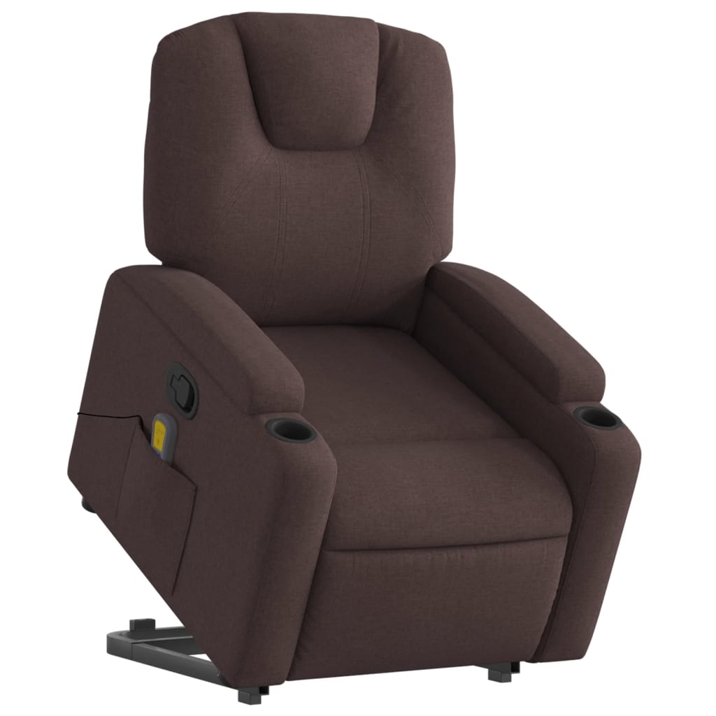 Fauteuil inclinable de massage Marron foncé Tissu Fauteuils vidaXL   