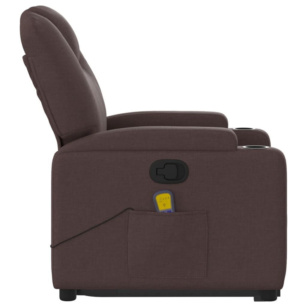 Fauteuil inclinable de massage Marron foncé Tissu Fauteuils vidaXL   