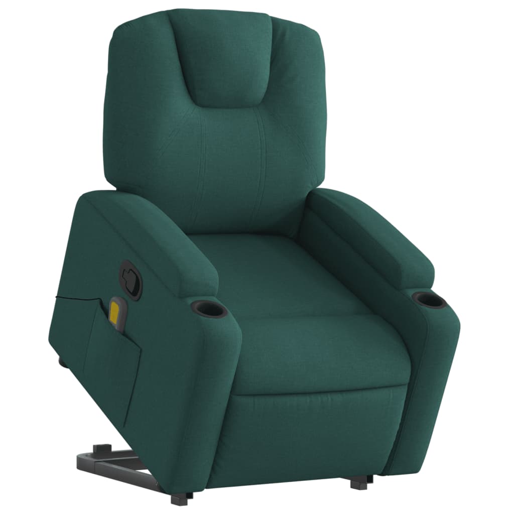 Fauteuil inclinable de massage Vert foncé Tissu Fauteuils vidaXL   