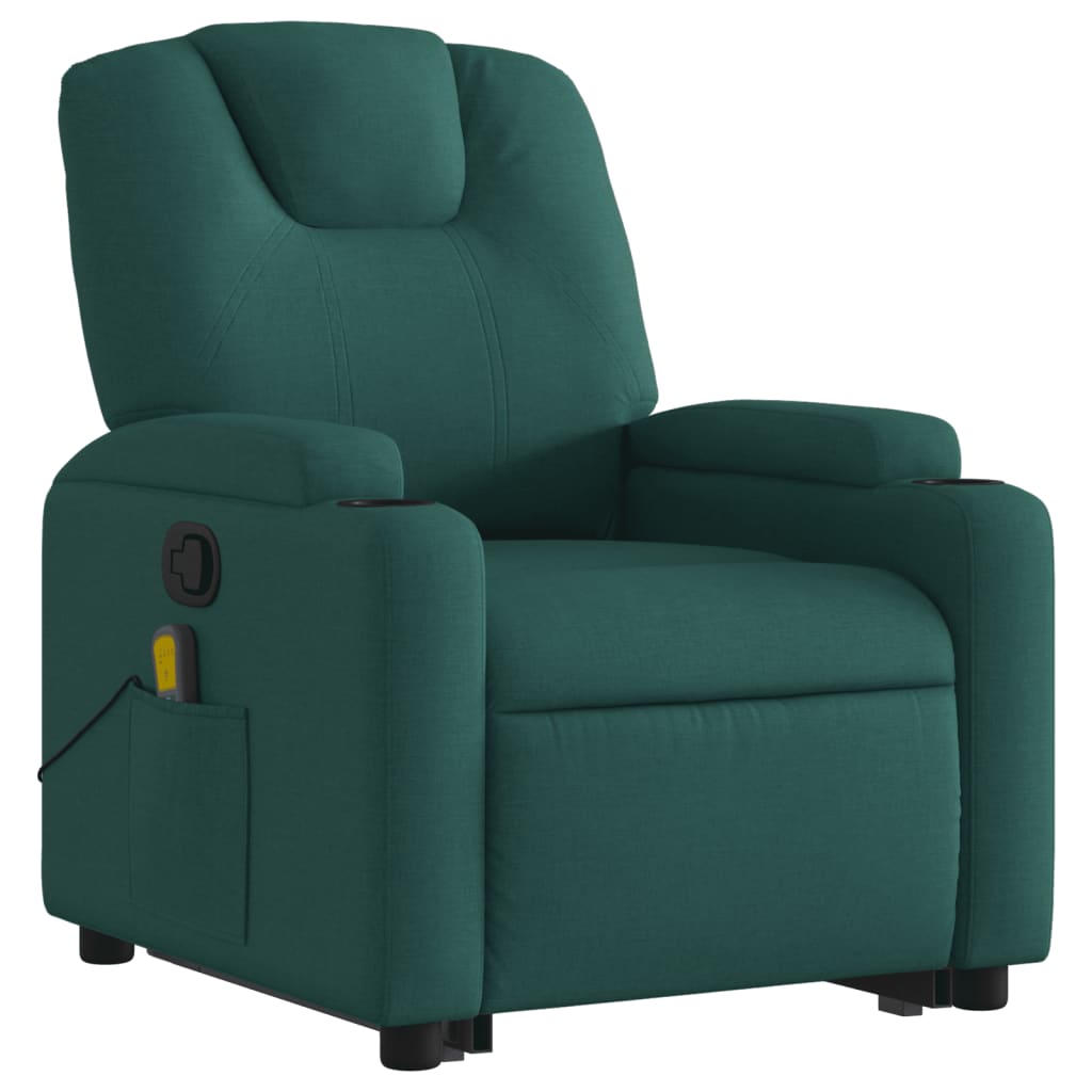 Fauteuil inclinable de massage Vert foncé Tissu Fauteuils vidaXL   