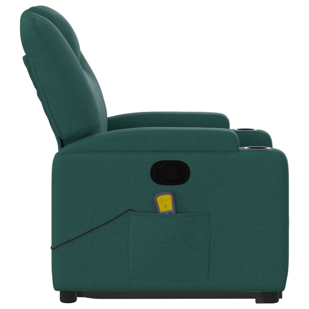 Fauteuil inclinable de massage Vert foncé Tissu Fauteuils vidaXL   