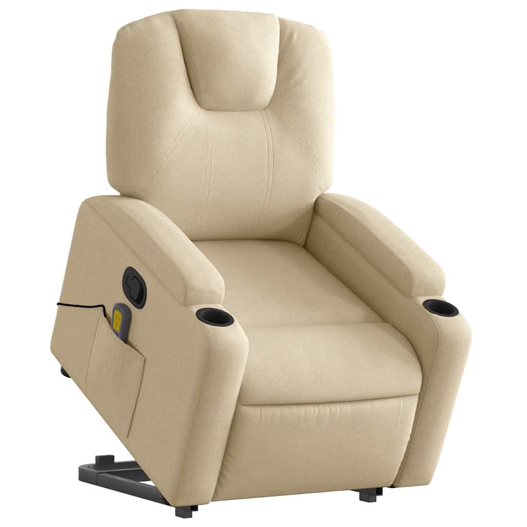 Fauteuil inclinable de massage Crème Tissu Fauteuils vidaXL