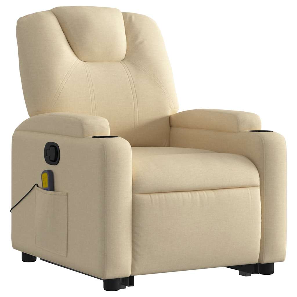 Fauteuil inclinable de massage Crème Tissu Fauteuils vidaXL