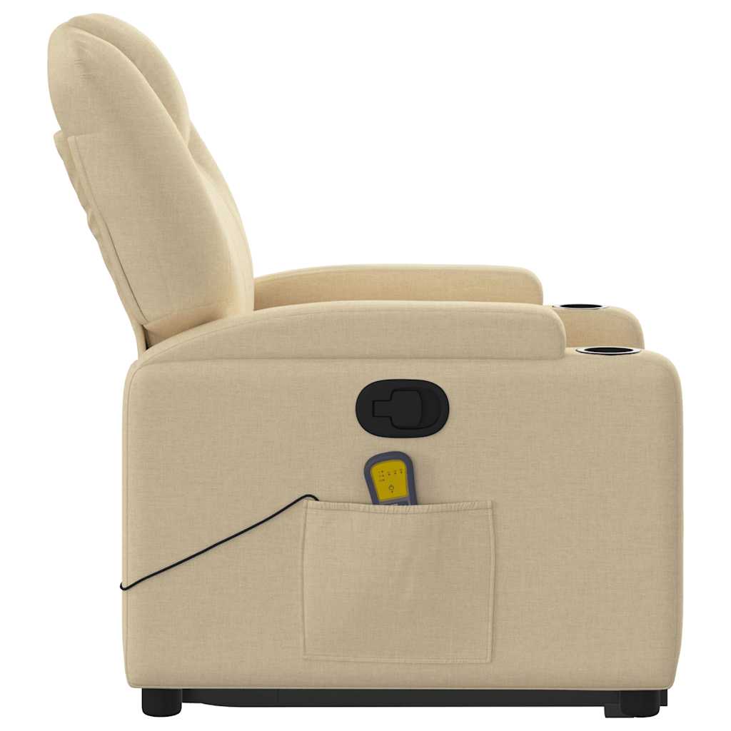 Fauteuil inclinable de massage Crème Tissu Fauteuils vidaXL