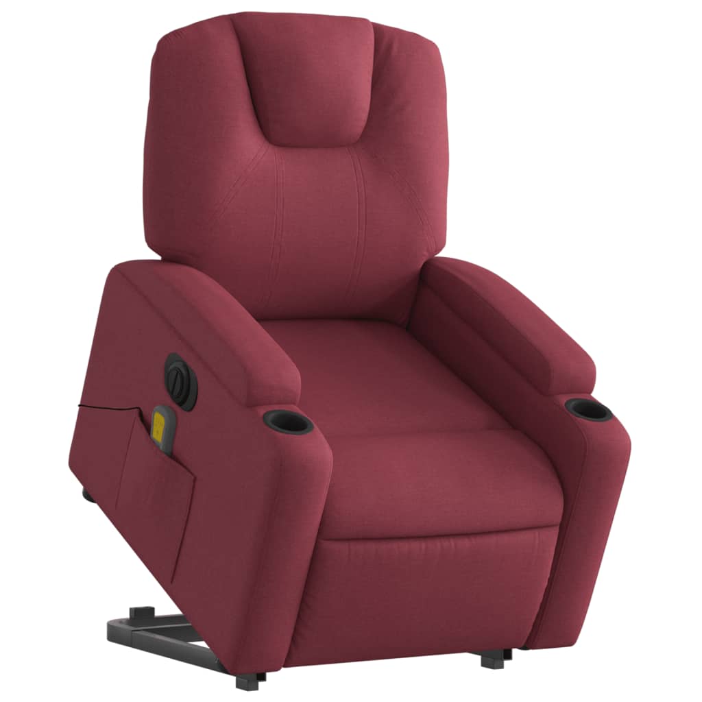 Fauteuil inclinable de massage électrique Rouge bordeaux Tissu Fauteuils vidaXL   