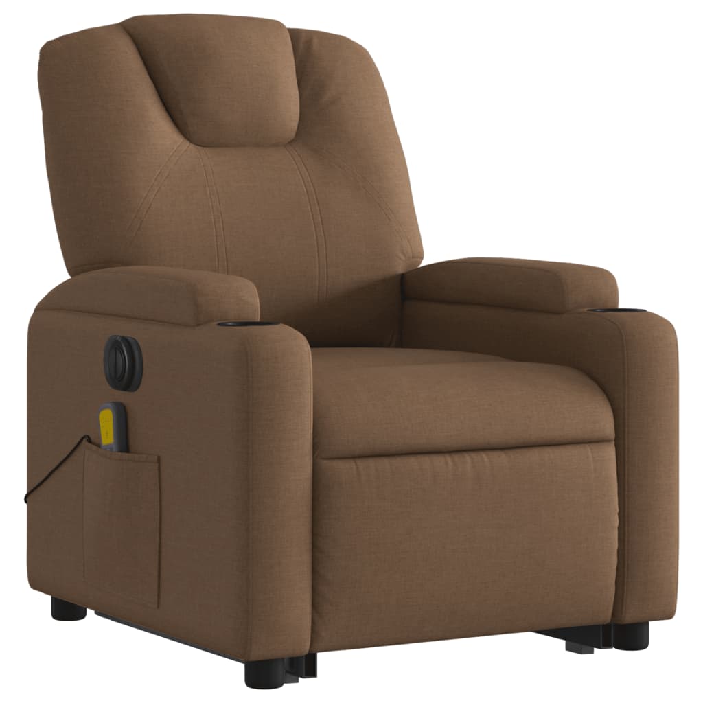 Fauteuil inclinable de massage électrique Marron Tissu Fauteuils vidaXL   