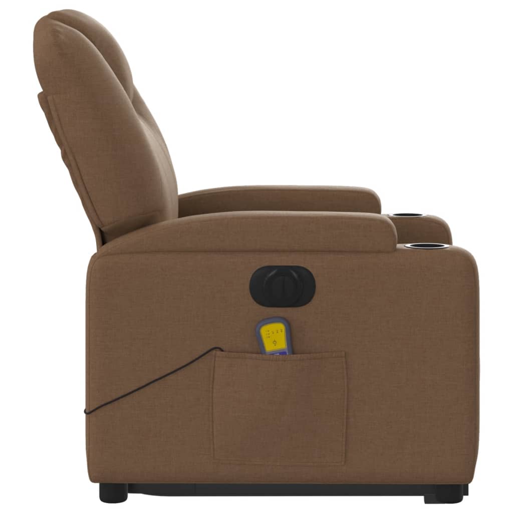 Fauteuil inclinable de massage électrique Marron Tissu Fauteuils vidaXL   