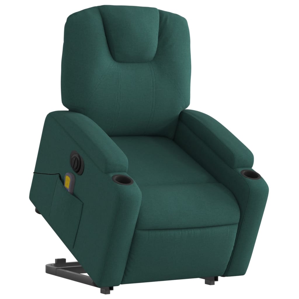 Fauteuil inclinable de massage électrique Vert foncé Tissu Fauteuils vidaXL   