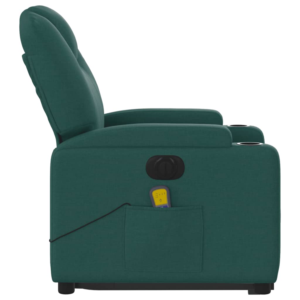 Fauteuil inclinable de massage électrique Vert foncé Tissu Fauteuils vidaXL   