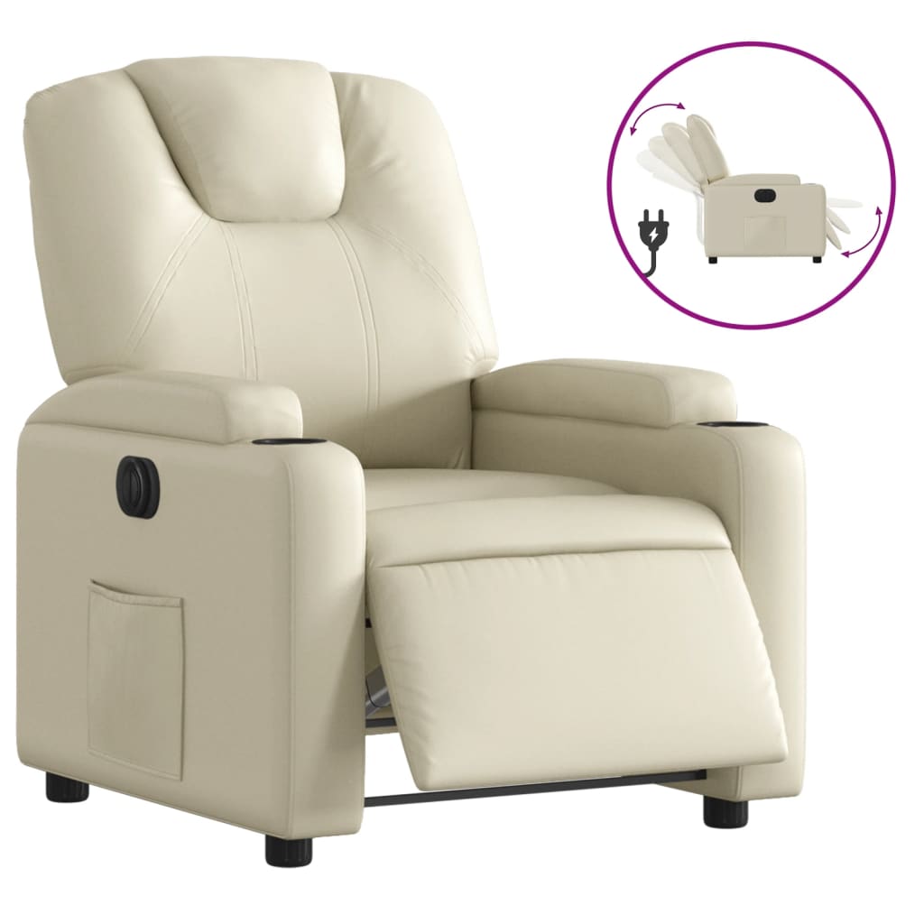 Fauteuil inclinable électrique Crème Similicuir