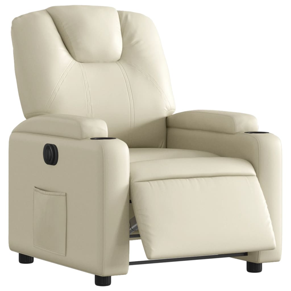 Fauteuil inclinable électrique Crème Similicuir