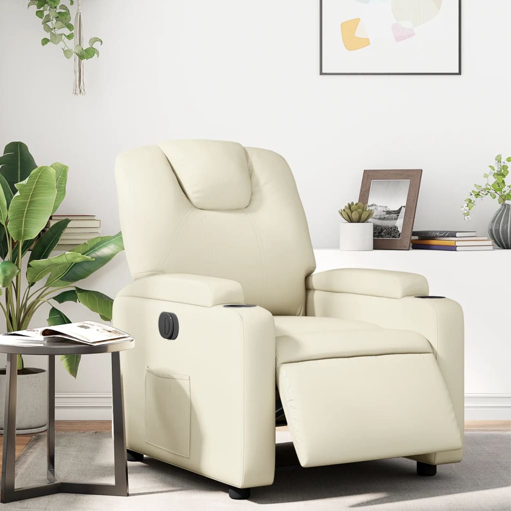 Fauteuil inclinable électrique Crème Similicuir