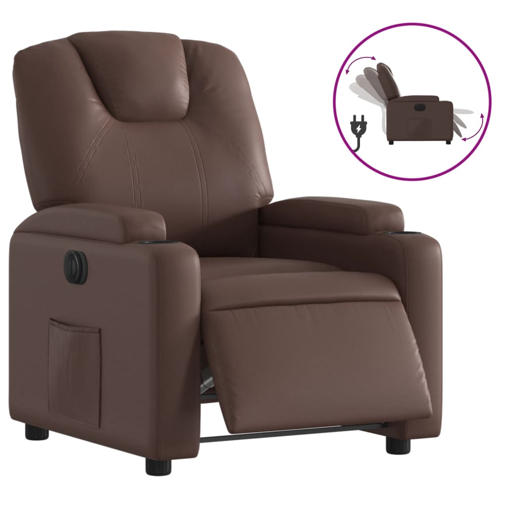 Fauteuil inclinable électrique Marron Similicuir Fauteuils vidaXL   